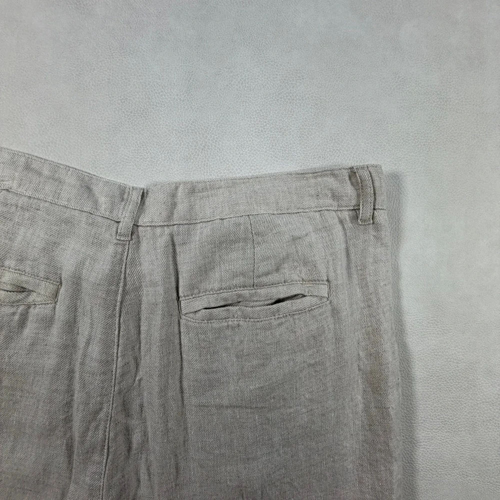 Porter & Ash Mens 100% Linen Pants Pleated Oatmeal Beige Size 32 Summer